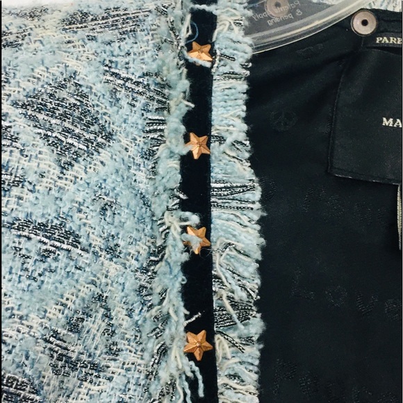 Maison Scotch Tweed Stars Open Front Blazer Jacket - Picture 7 of 8